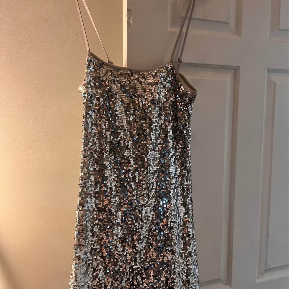 H&M Silver Sequin Slip Mini Dress